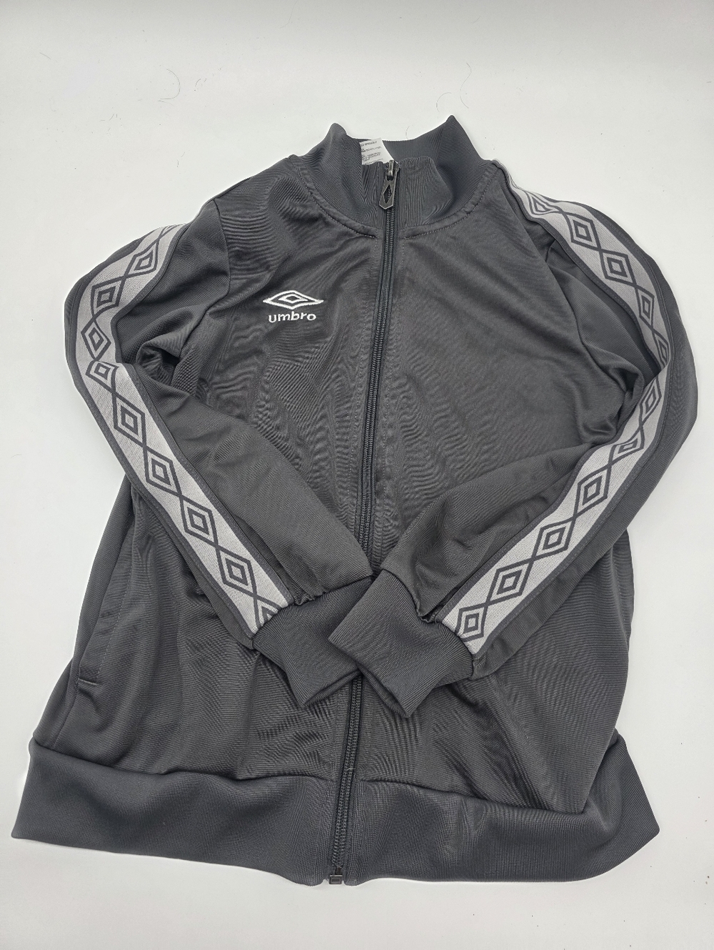 Umbro Zip Up Track Jacket Gray/White Youth Boy's Small